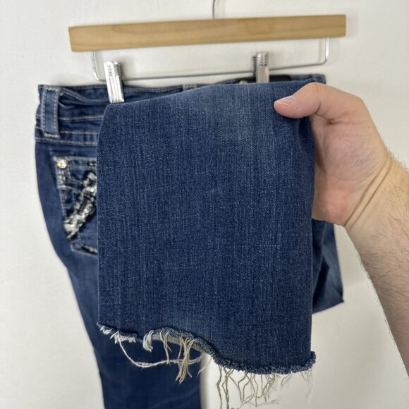 Miss Miss Women’s 28x30 Blue Denim Jeans Bootcut Embroidered Stretch Cut Off - Picture 6 of 8